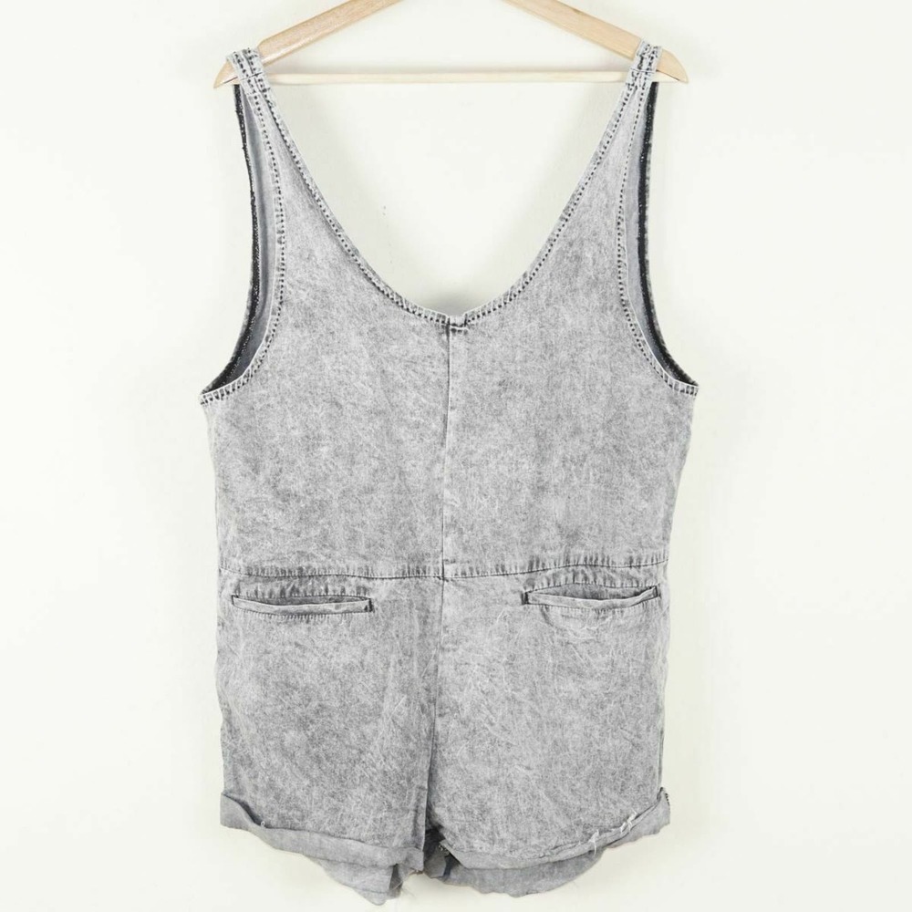 One Teaspoon Society Acid Wash Gray Playsuit Romper Womens Sz M